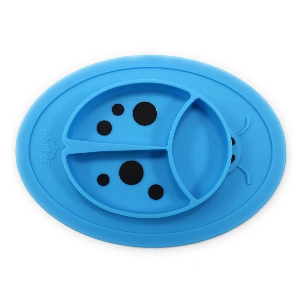 2-Pack Ladybug Silicone Placemat Baby Plate - Cute Suction Feeding Mat, BPA Free